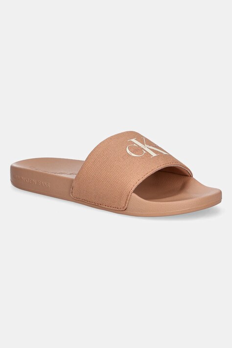 Pantofle Calvin Klein Jeans SLIDE MONOGRAM WMNS dámské, růžová barva, YW0YW01835