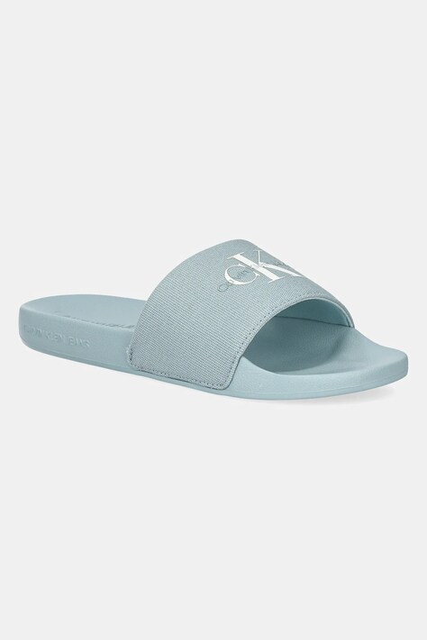 Pantofle Calvin Klein Jeans SLIDE MONOGRAM WMNS dámské, modrá barva, YW0YW01835