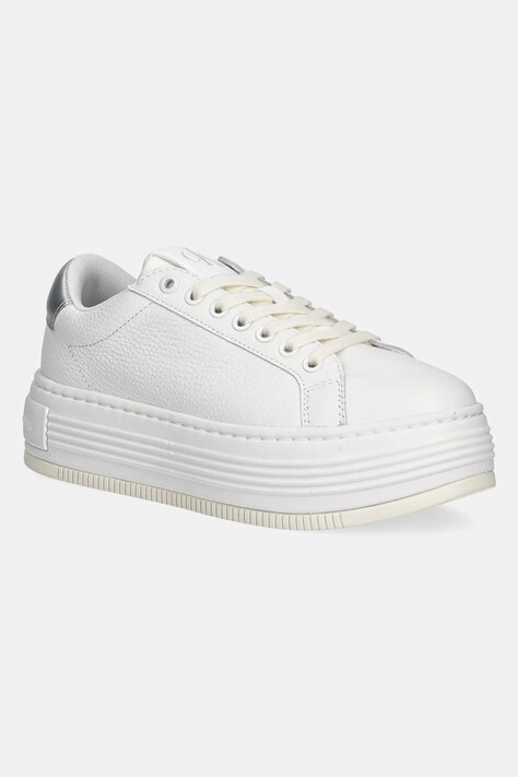 Calvin Klein Jeans sneakers din piele BOLD FLATF LOW MIX OHB culoarea alb, YW0YW01632