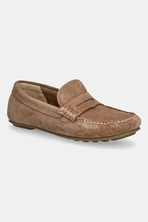 Gant mocasini din piele întoarsă Seabaya culoarea maro, cu toc plat, 30573932.G146