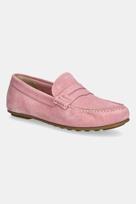 Gant mocasini din piele întoarsă Seabaya culoarea roz, cu toc plat, 30573932.G580