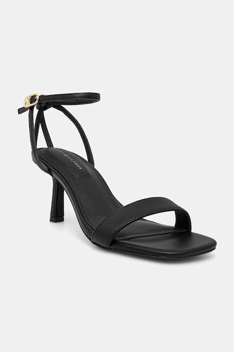 Кожаные сандалии Tommy Hilfiger LEATHER KNOTS KITTEN SANDAL цвет чёрный FW0FW08424