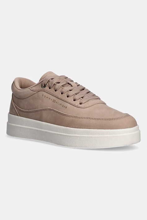 Tommy Hilfiger adidași din nubuc MODERN COURT SNEAKER NUBUCK culoarea bej, FW0FW08462
