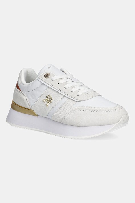 Kožené sneakers boty Tommy Hilfiger TH FASHION RUNNER bílá barva, FW0FW08475