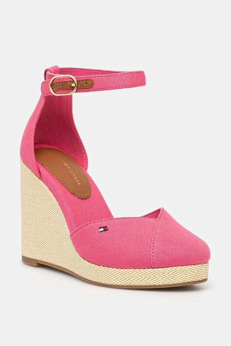 Еспадрилі Tommy Hilfiger FLAG HIGH WEDGE ESPAD CLOSED TOE колір рожевий на танкетці FW0FW08494
