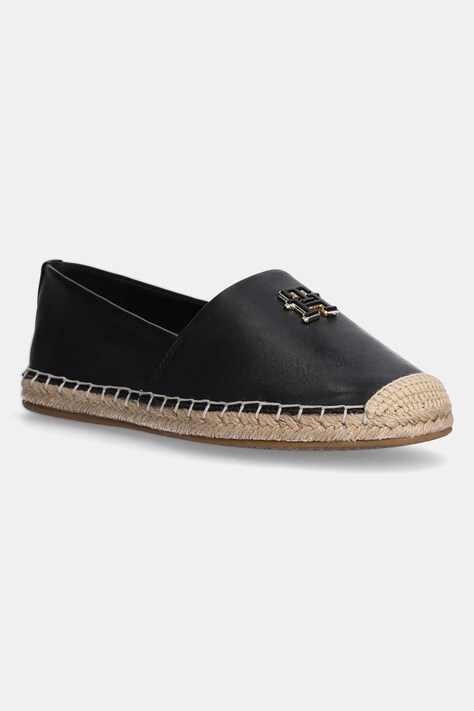 Кожаные эспадрильи Tommy Hilfiger TH LOGO LEATHER ESPADRILLE цвет чёрный FW0FW08540
