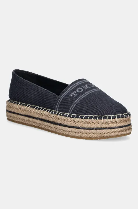 Espadrilky Tommy Hilfiger DENIM PLATFORM ESPADRILLE tmavomodrá farba, na platforme, FW0FW08543