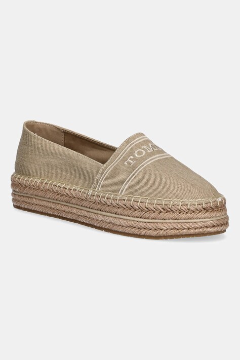 Tommy Hilfiger espadryle DENIM PLATFORM ESPADRILLE kolor beżowy na platformie FW0FW08543