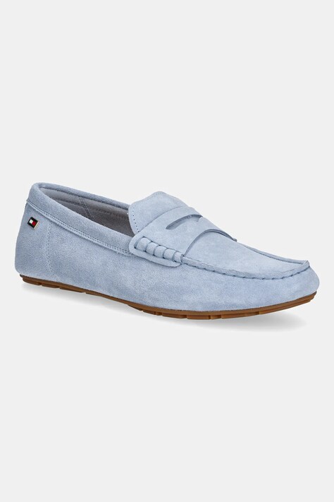 Tommy Hilfiger mocasini din piele intoarsa FLAG SOFT SUEDE DRIVER LOAFER femei, cu toc plat, FW0FW08558