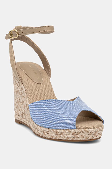 Sandály Tommy Hilfiger CHAMBRAY HIGH WEDGE ESPADRILLE modrá barva, FW0FW08588