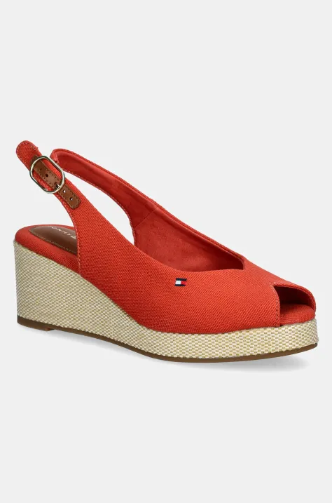 Sandale Tommy Hilfiger FLAG MID WEDGE ESPAD SLINGBACK boja: crvena, FW0FW08595