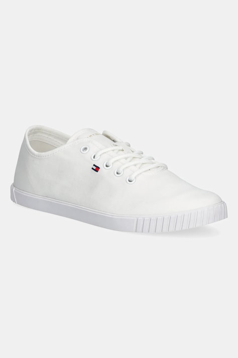 Tenisky Tommy Hilfiger CANVAS LACE UP SNEAKER biela farba, FW0FW08641