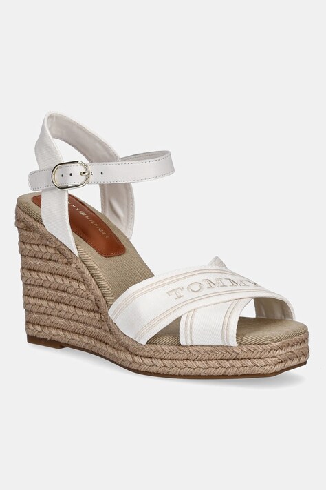 Tommy Hilfiger sandale TOMMY HILFIGER ESPAD HIGH WEDGE culoarea bej, FW0FW08668