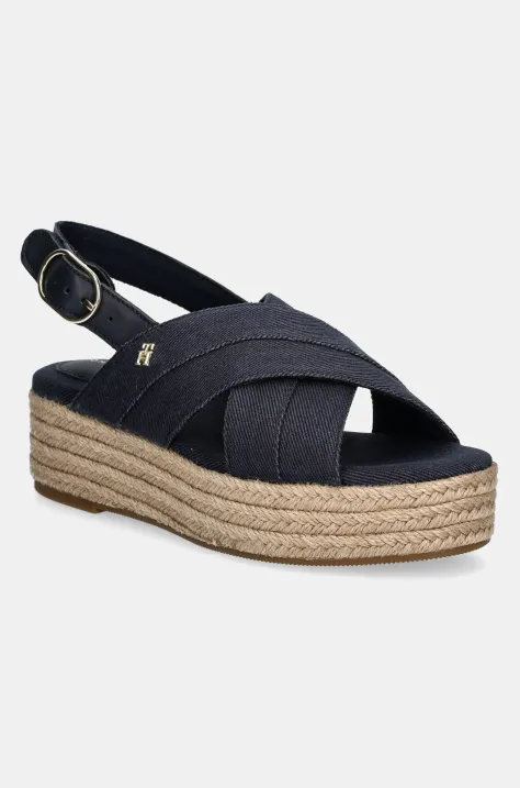 Sandale Tommy Hilfiger DENIM ESPADRILLE PLATFORM SANDAL za žene, boja: tamno plava, s platformom, FW0FW08669