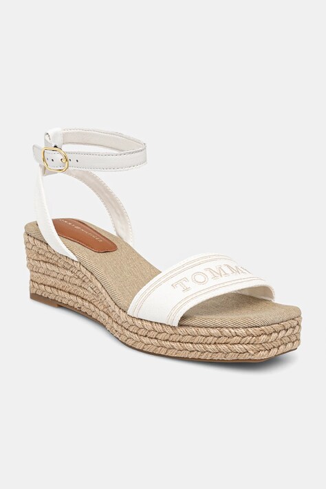 Tommy Hilfiger sandale TOMMY HILFIGER ESPAD MID WEDGE culoarea alb, FW0FW08805