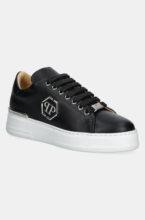 Philipp Plein sneakersy skórzane Nappa Lo-Top Hexagon damskie kolor czarny USC0670 PLE010N 02