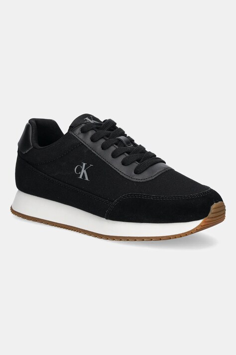 Sneakers boty Calvin Klein Jeans RETRO RUNNER LOW LACEUP CANVAS černá barva, YW0YW01888