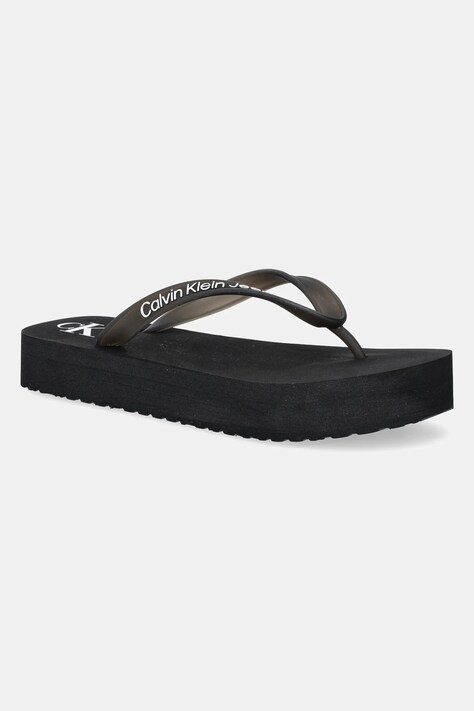 Σαγιονάρες Calvin Klein Jeans BEACH SANDAL FLATFORM TPU χρώμα: μαύρο, YW0YW01830