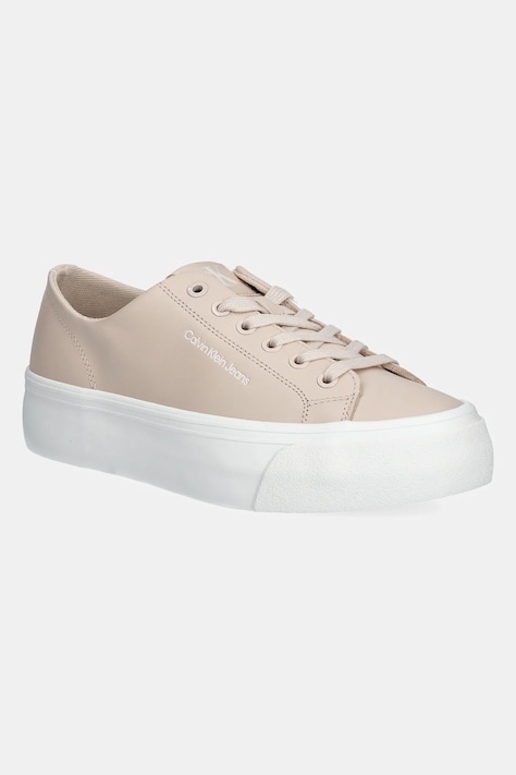 Calvin Klein Jeans sneakersy VULC FLATFORM LOW MG LTH kolor beżowy YW0YW01771