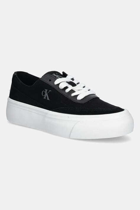 Calvin Klein Jeans scarpe da ginnastica VULC FLATFORM LOW CV MIX MG colore nero YW0YW01770
