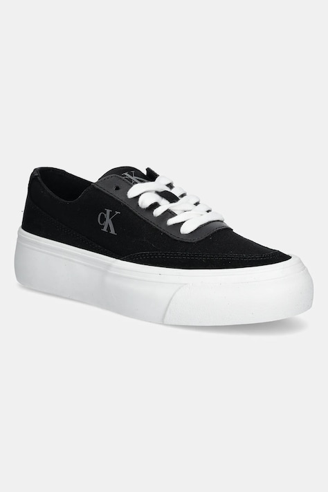 Πάνινα παπούτσια Calvin Klein Jeans VULC FLATFORM LOW CV MIX MG χρώμα: μαύρο, YW0YW01770