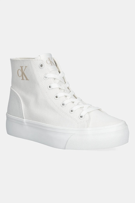 Πάνινα παπούτσια Calvin Klein Jeans VULC FLATFORM MID CV MG χρώμα: άσπρο, YW0YW01764