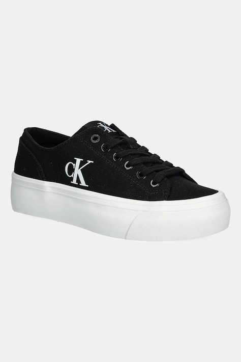Πάνινα παπούτσια Calvin Klein Jeans VULC FLATFORM LOW CV MG χρώμα: μαύρο, YW0YW01763