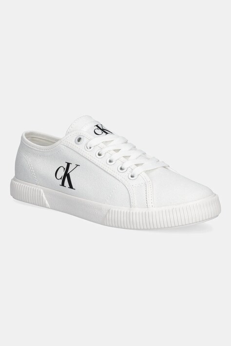 Πάνινα παπούτσια Calvin Klein Jeans ESS VULC LOW CV MG WN χρώμα: άσπρο, YW0YW01762