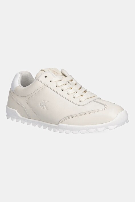 Kožené sneakers boty Calvin Klein Jeans LOW PROFILE RUNNER béžová barva, YW0YW01751