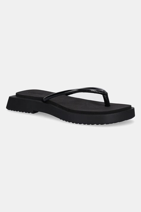 Calvin Klein Jeans papuci SQ LOW WEDGE SANDAL STITCH culoarea negru, cu platforma, YW0YW01716