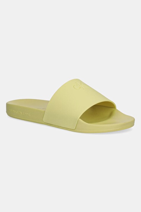 Calvin Klein Jeans klapki SLIDE MONOGRAM TPU damskie kolor zielony YW0YW01715
