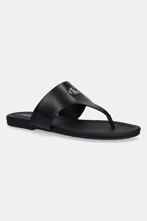 Calvin Klein Jeans flip-flop FLAT SANDAL TOEPOST MG fekete, lapos talpú, YW0YW01691