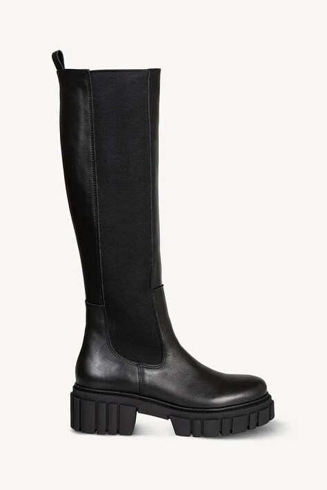 Кожаные сапоги Bizuu DELINE женские цвет чёрный каблук кирпичик DELINE