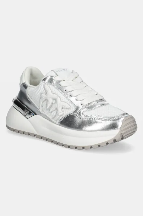 Pinko sneakers Gem femei, culoarea argintiu, SS0055 E021 ZZF