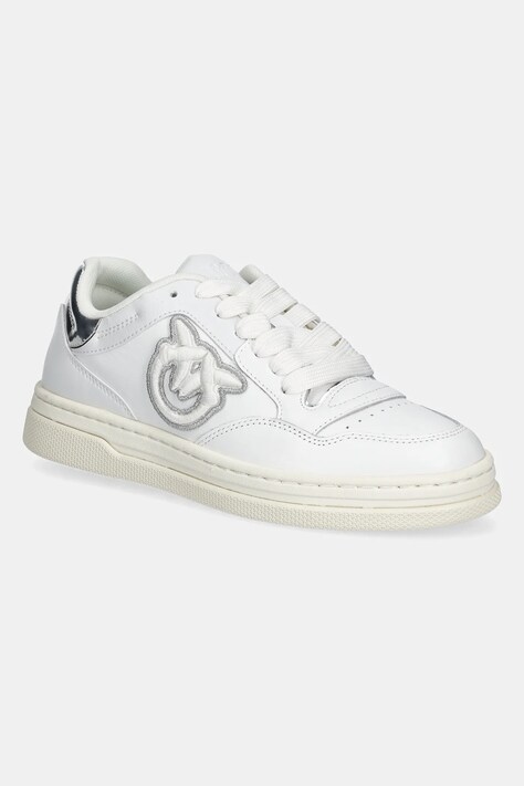 Pinko sneakers din piele Mandy femei, culoarea alb, SS0077 P014 ZI6
