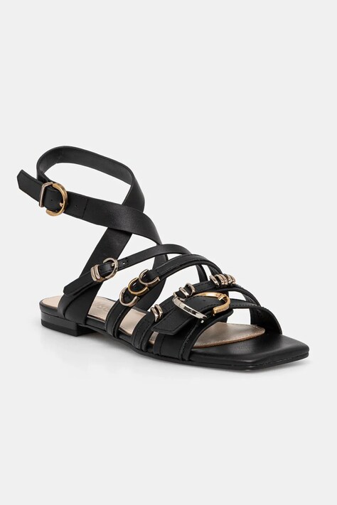 Pinko sandale de piele Marli femei, culoarea negru, SD0317 P001 Z99