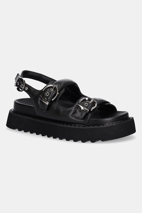 Pinko sandale de piele Kate femei, culoarea negru, cu platforma, SD0293 P003 Z99