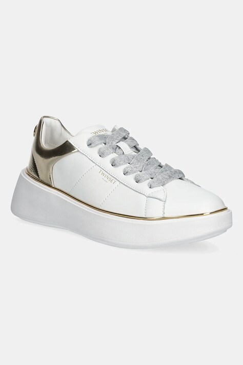 Twinset sneakers din piele culoarea alb, 251TCP042