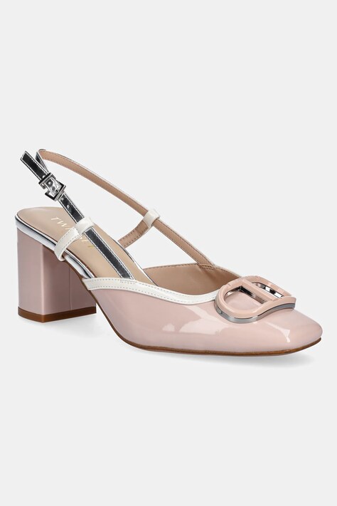 Twinset pumps culoarea bej, cu toc drept, cu toc deschis, 251TCP070