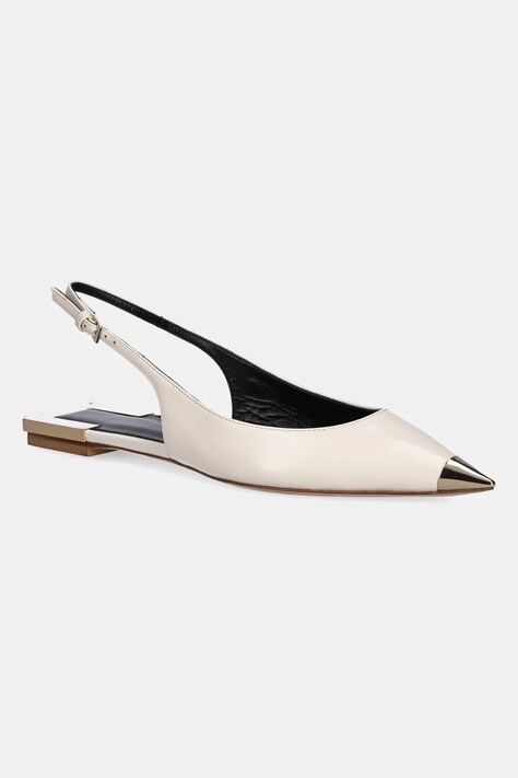 Elisabetta Franchi balerini de piele culoarea bej, cu toc deschis, SA07L51E2