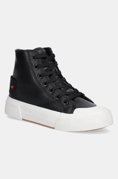 Love Moschino bőr sneaker fekete, női, JA15022G1MIA0000