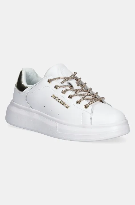 Kožené sneakers boty Just Cavalli bílá barva, 78RA3SB1ZPA86QA9