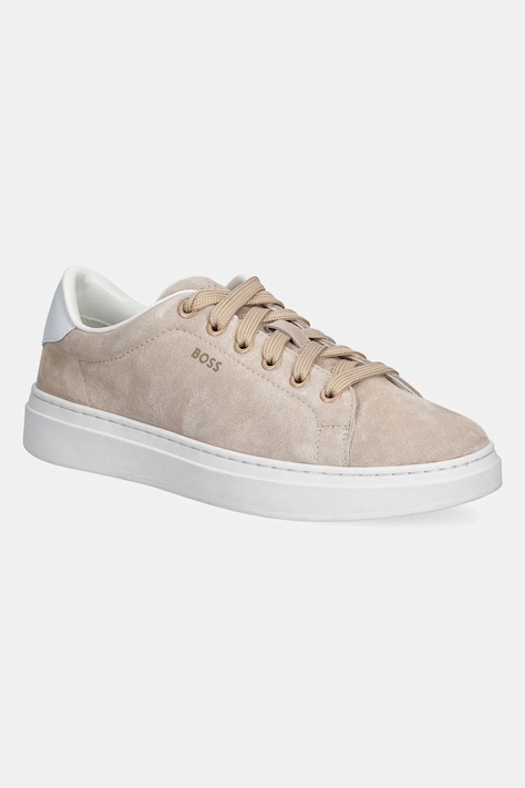 BOSS sneakers din piele intoarsă Kieran femei, culoarea bej, 50541646
