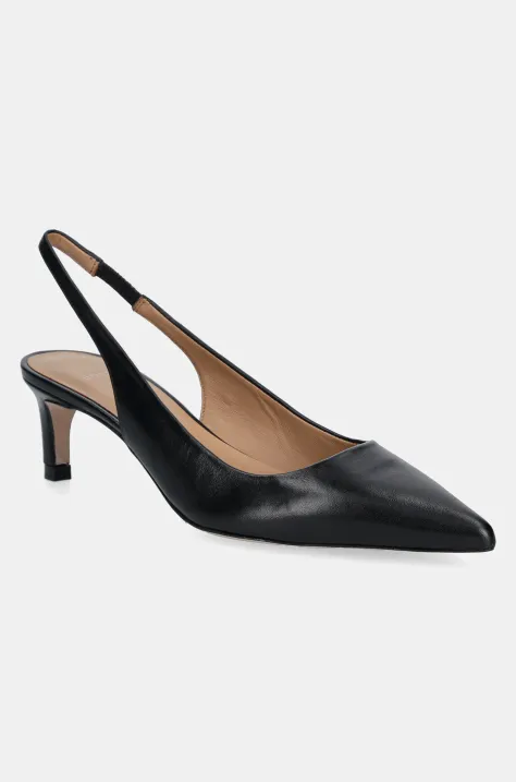 Kožené lodičky BOSS Janet černá barva, 50542378