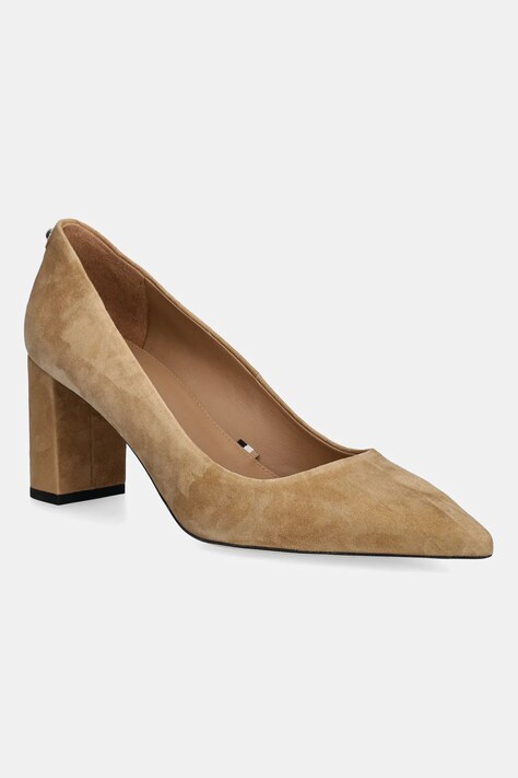 BOSS pantofi cu toc Janet culoarea bej, pe toc jos, 50542386