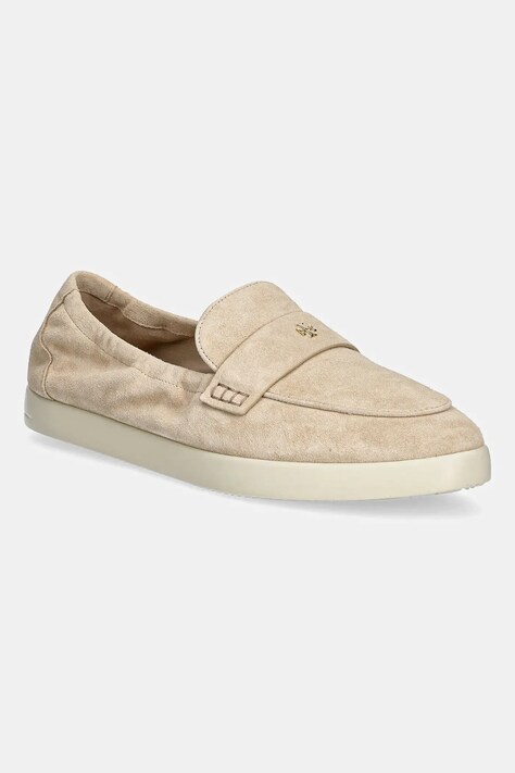 Tory Burch mocasini din piele intoarsa Ballet Sport Loafer culoarea bej, cu toc plat, 158073-250