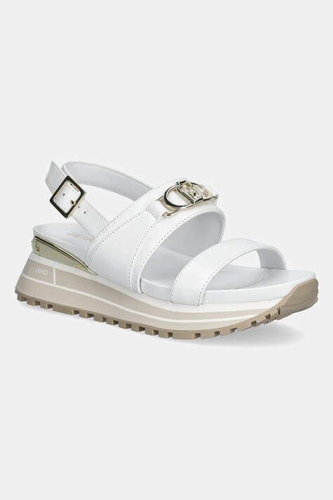 Liu Jo sandale de piele LIU JO MAXI WONDER SANDAL 30 femei, culoarea alb, cu platforma, BA5081P010201111