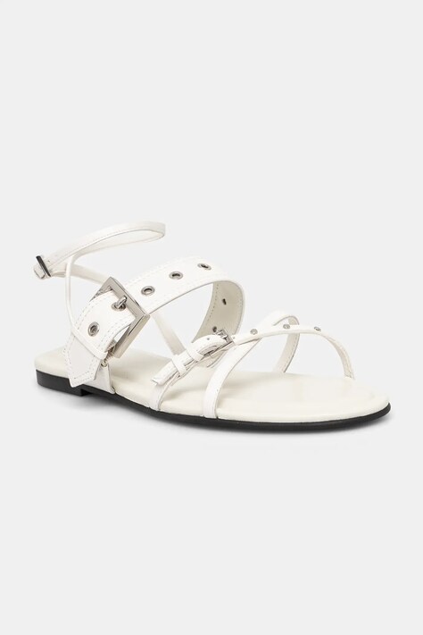 HUGO sandale de piele Tayna femei, culoarea alb, 50542090