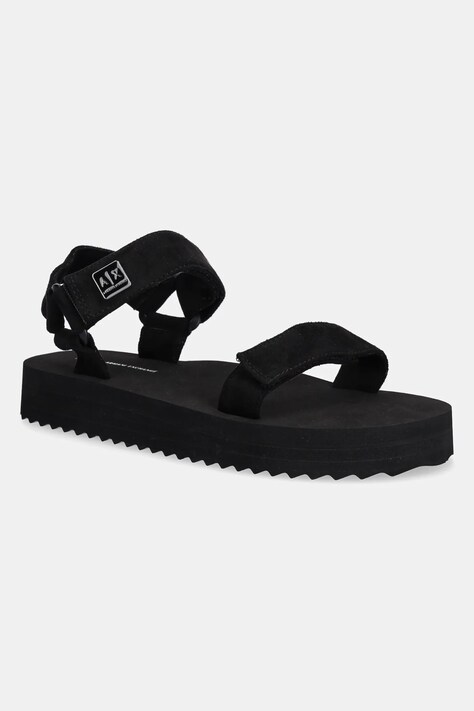 Sandály Armani Exchange dámské, černá barva, na platformě, XDP064 XV928 00002