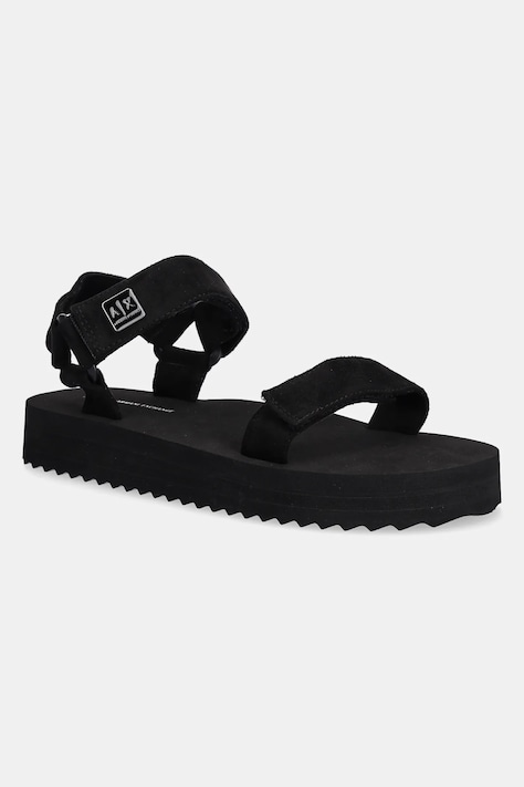 Sandále Armani Exchange čierna farba, na platforme, XDP064 XV928 00002